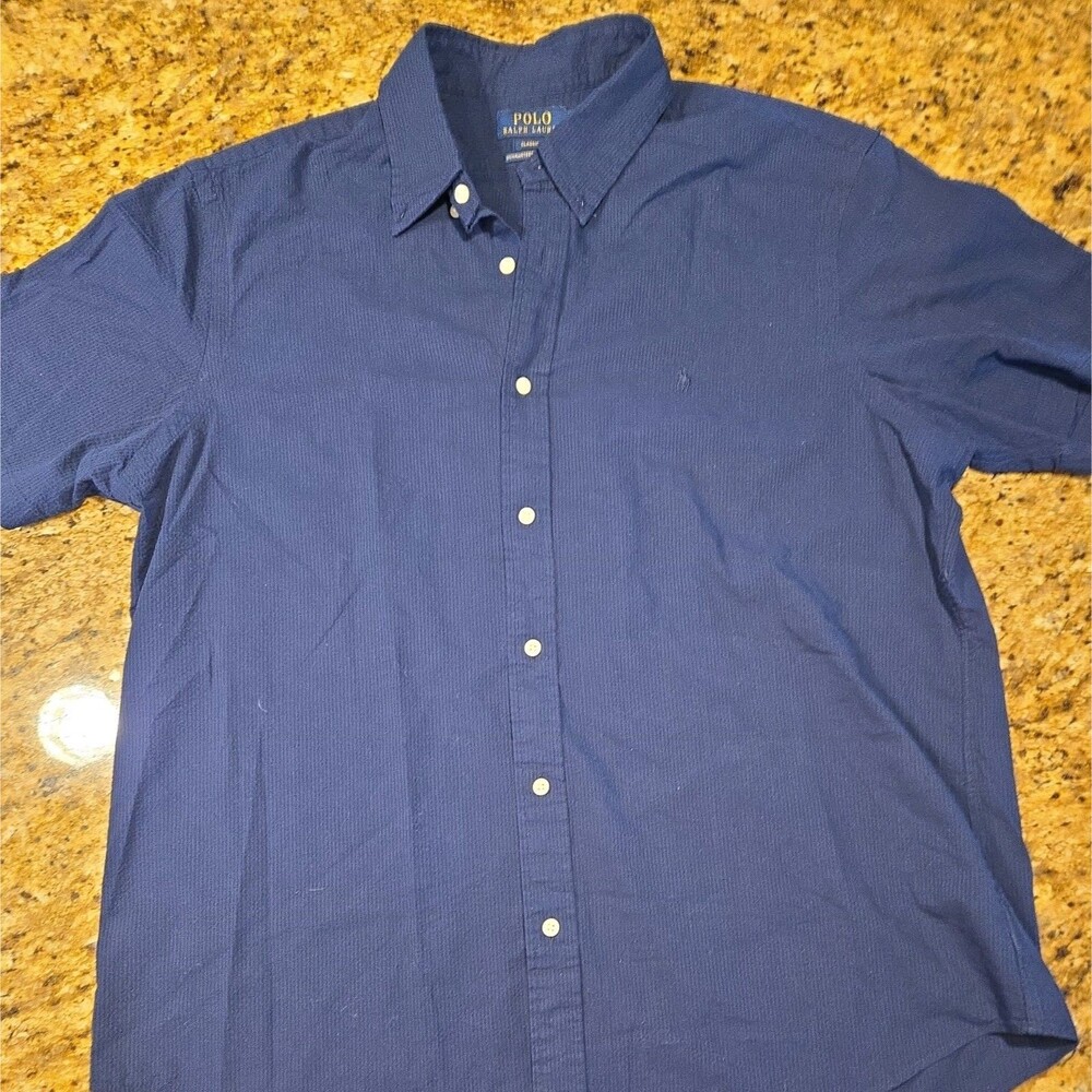 Polo Ralph Lauren Navy Blue "untucked fit" button-down shirt Men XL